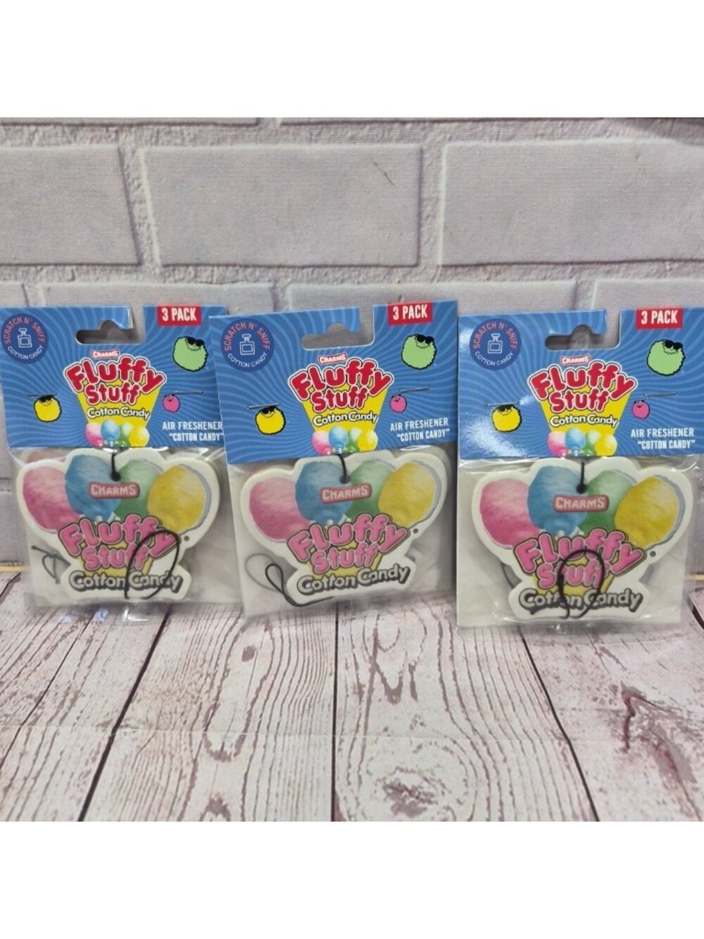 Charms Fluffy Stuff Cotton‎ Candy Car Air Freshener Lot Of 3 Packs,  -NEW SEALED
